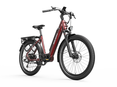 Dukawey FUGL3.0 red torque sensor e-bike rear three-quarter view