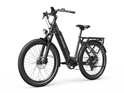 Dukawey FUGL3.0 black 26 inch trekking e-bike front three-quarter view